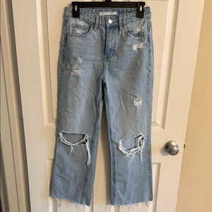 Altar'd State Light Blue Distressed Cropped Jeans